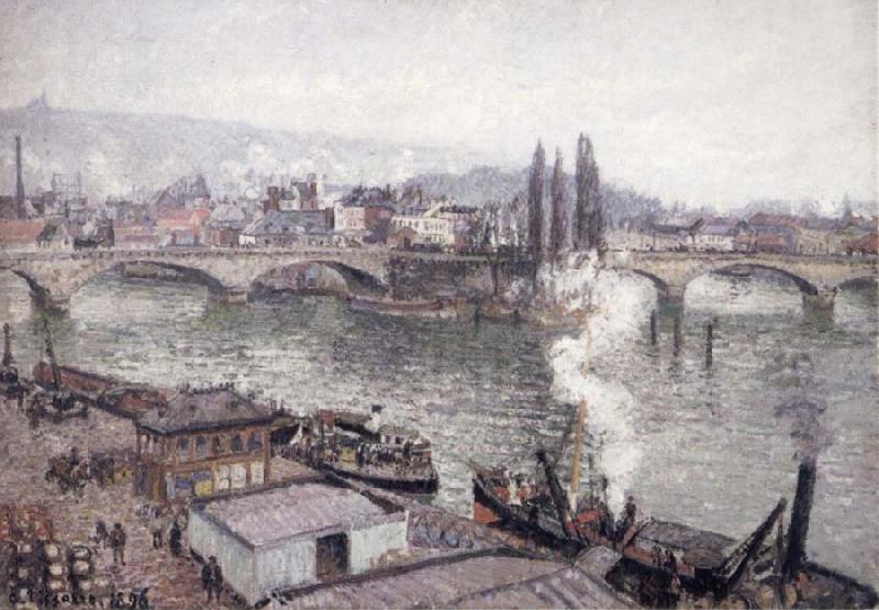 Camille Pissarro The Stone bridge in Rouen,dull weather oil painting image